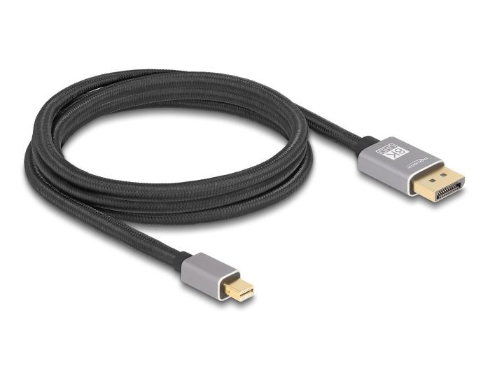 Delock Кабел Mini DisplayPort към DisplayPort, 8K, 60 Hz, 2 m 1 Delock Кабел Mini DisplayPort към DisplayPort, 8K, 60 Hz, 2 m - Видео кабели