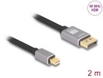Delock Кабел Mini DisplayPort към DisplayPort, 8K, 60 Hz, 2 m - Видео кабели - снимка 2