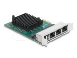Delock Мрежова карта 4-порта 10/100/1000 Mb, PCI Ex x1, Realtek RTL8111F, Low profile bracket - Мрежова карта