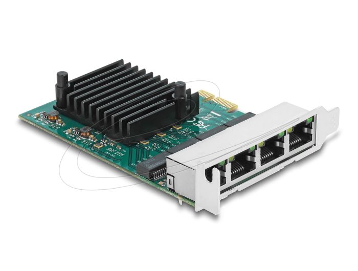 Delock Мрежова карта 4-порта 10/100/1000 Mb, PCI Ex x1, Realtek RTL8111F, Low profile bracket 1 Delock Мрежова карта 4-порта 10/100/1000 Mb, PCI Ex x1, Realtek RTL8111F, Low profile bracket - Мрежова карта