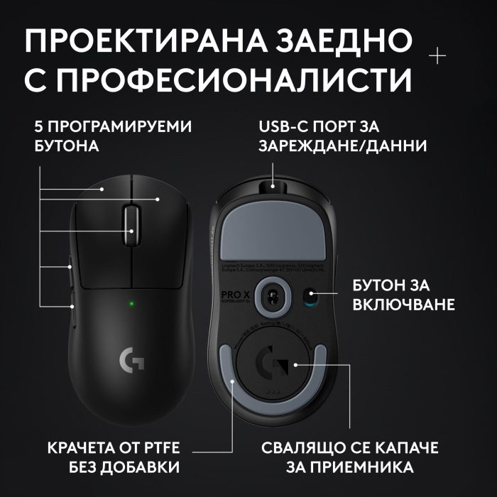 Геймърска безжична мишка Logitech G Pro X Superlight 2c SE - Black - Геймърски мишки - снимка 10