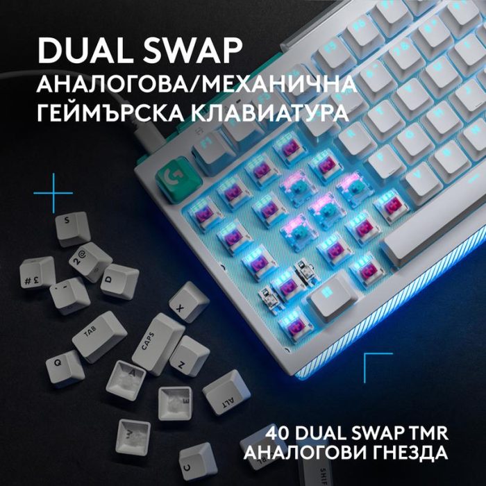 Геймърска механична клавиатура Logitech G512 X 98 - Dual Swap Analog/Mechanical Switch - White - Геймърски клавиатури gaming - снимка 7