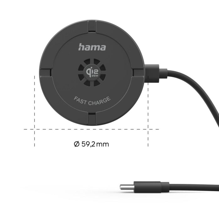 HAMA Безжично зарядно устройство Qi2 25W, бързо зареждане, черно - Зарядно за телефон - снимка 10