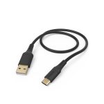 HAMA Кабел за зареждане "Flexible", USB-A - USB-C, 1.5 м, силиконов, черен - Кабели за телефони