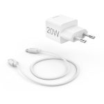 HAMA Комплект бързо мини зарядно с USB-C кабел за зареждане, PD, 20W, 1 м, бяло - Зарядно за телефон - снимка 3