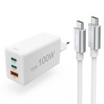 HAMA Комплект Бързо зарядно и кабел за зареждане, 100 W GaN, 2x USB-C PD, 1x USB-A QC - Зарядно за телефон