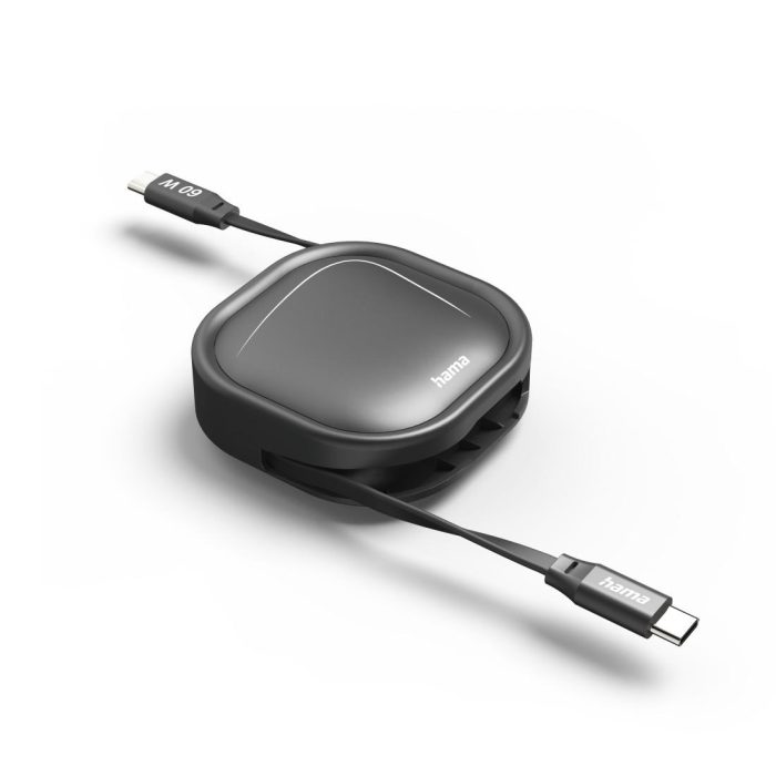 HAMA Прибиращ се кабел за зареждане, USB-C - USB-C, 60 W, 1 м - Кабели за телефони - снимка 12