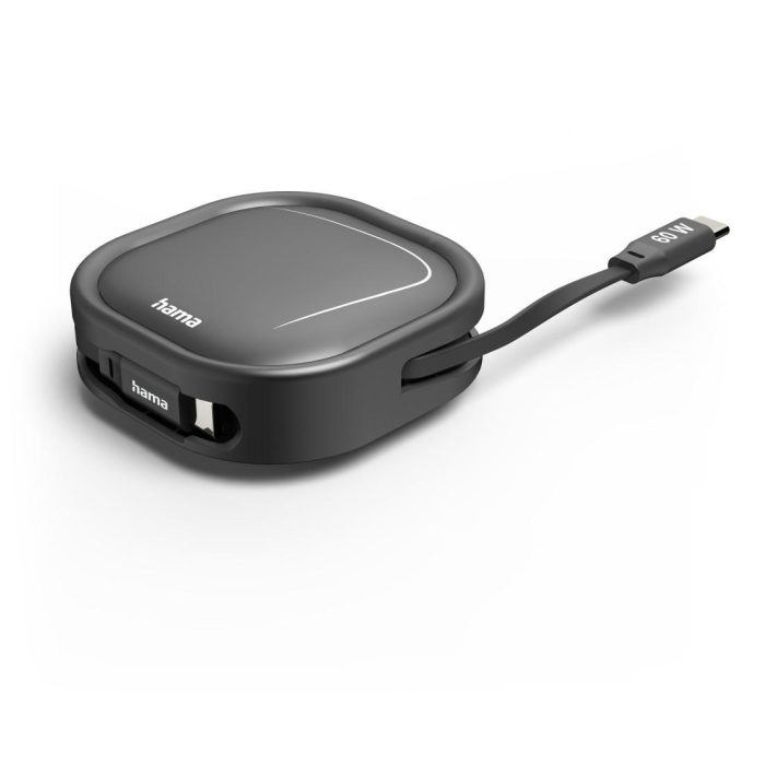 HAMA Прибиращ се кабел за зареждане, USB-C - USB-C, 60 W, 1 м - Кабели за телефони - снимка 5