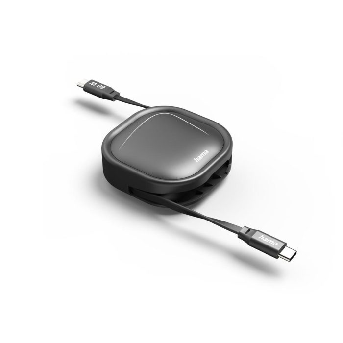 HAMA Прибиращ се кабел за зареждане, USB-C - USB-C, 60 W, 1 м - Кабели за телефони - снимка 6