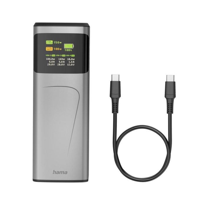 HAMA Външна батерия “High Power”, 150 W, 24000 mAh, 2x USB-C, USB-A, бързо зареждане - Power Bank - снимка 14