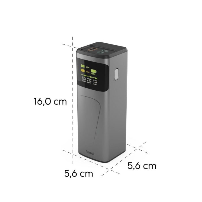 HAMA Външна батерия “High Power”, 65 W, 20000 mAh, 2x USB-C, USB-A, Fast Charging - Power Bank - снимка 14