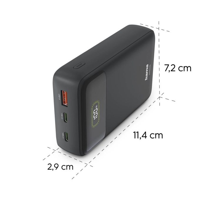 HAMA Външна батерия "PD20-W20", 20000 mAh, 3 изхода: 2 x USB-C, USB-A, Бързо зареждане - Power Bank - снимка 11