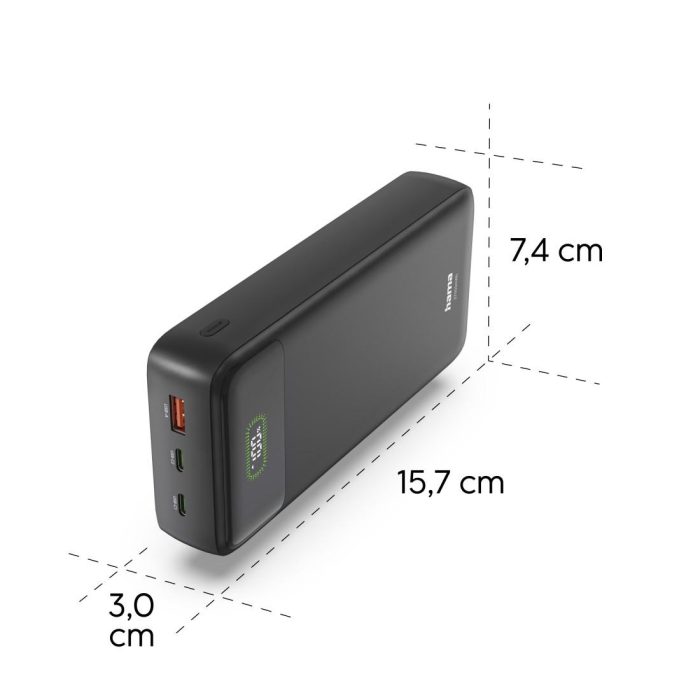 HAMA Външна батерия "PD27-W65", 27000 mAh, Изходи: 2xUSB-C, USB-A, Бързо зареждане - Power Bank - снимка 12