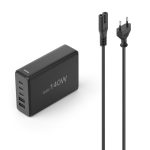 HAMA Зарядна станция 140 W, GaN, Fast Charger, 3 x USB-C, 2 x USB-A, PD - Зарядно за лаптоп