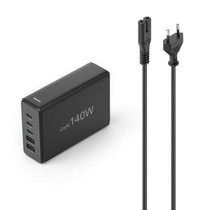HAMA Зарядна станция 140 W, GaN, Fast Charger, 3 x USB-C, 2 x USB-A, PD - Зарядно за лаптоп