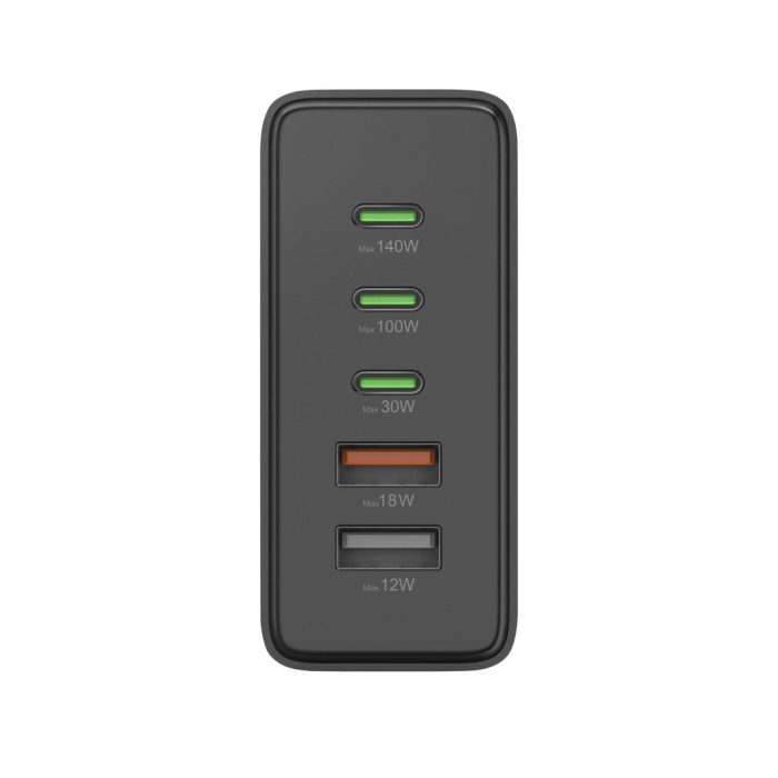 HAMA Зарядна станция 140 W, GaN, Fast Charger, 3 x USB-C, 2 x USB-A, PD - Зарядно за лаптоп - снимка 10