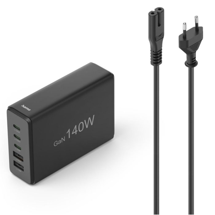 HAMA Зарядна станция 140 W, GaN, Fast Charger, 3 x USB-C, 2 x USB-A, PD - Зарядно за лаптоп - снимка 11