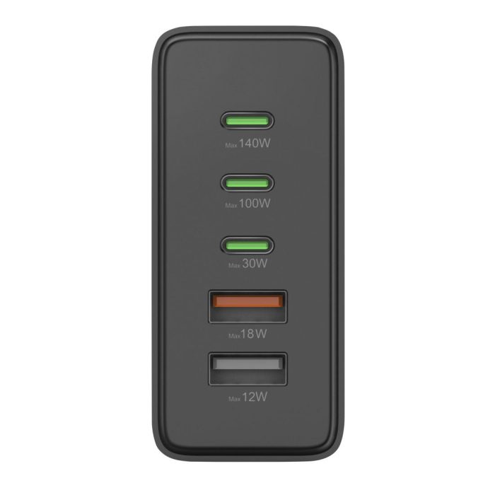 HAMA Зарядна станция 140 W, GaN, Fast Charger, 3 x USB-C, 2 x USB-A, PD - Зарядно за лаптоп - снимка 14