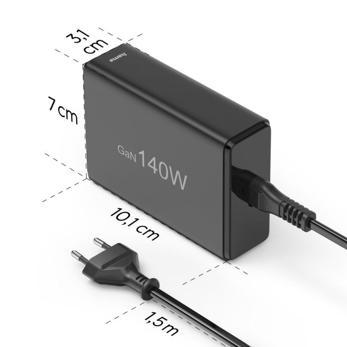 HAMA Зарядна станция 140 W, GaN, Fast Charger, 3 x USB-C, 2 x USB-A, PD - Зарядно за лаптоп - снимка 15
