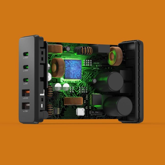 HAMA Зарядна станция 140 W, GaN, Fast Charger, 3 x USB-C, 2 x USB-A, PD - Зарядно за лаптоп - снимка 8