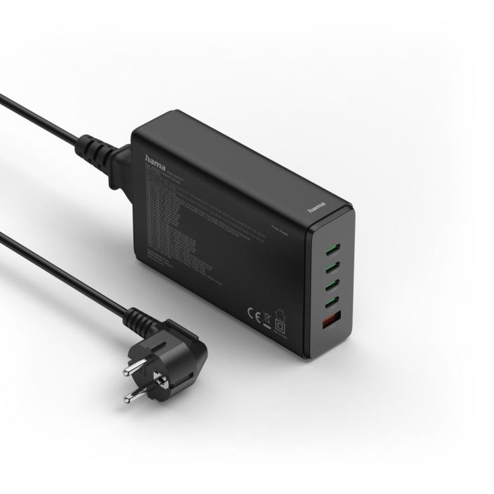 HAMA Зарядна станция 240 W, GaN, Fast Charger, 4 x USB-C, 1 x USB-A, PD - Зарядно за лаптоп - снимка 2