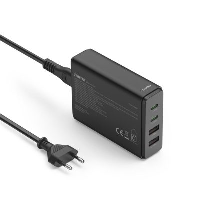 HAMA Зарядна станция 65 W, GaN, Fast Charger, 2 x USB-C, 2 x USB-A, PD - Зарядно за лаптоп - снимка 2