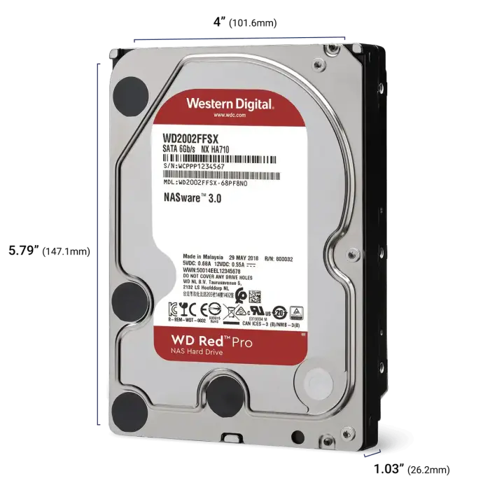 Хард диск WD Red Pro, 16TB NAS, 3.5", 512MB, 7200RPM, WD161KFGX - Хард дискове 3.5 инча - снимка 2