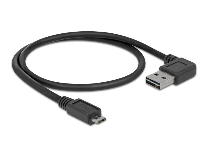 Кабел Delock EASY-USB 2.0 Type-A мъжко angled left / right > USB 2.0 Type Micro-B мъжко 0,5 m 1 Кабел Delock EASY-USB 2.0 Type-A мъжко angled left / right > USB 2.0 Type Micro-B мъжко 0,5 m - Кабели за телефони