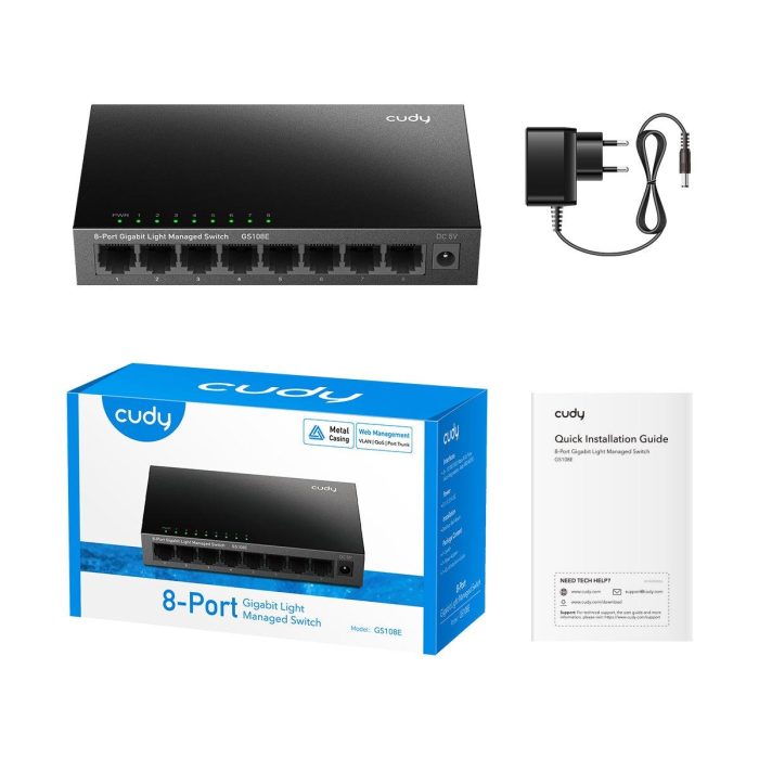 Суич Cudy GS108E, 8 портов, управляем, 10/100/1000,  CUDY Cloud APP, Метален корпус 3