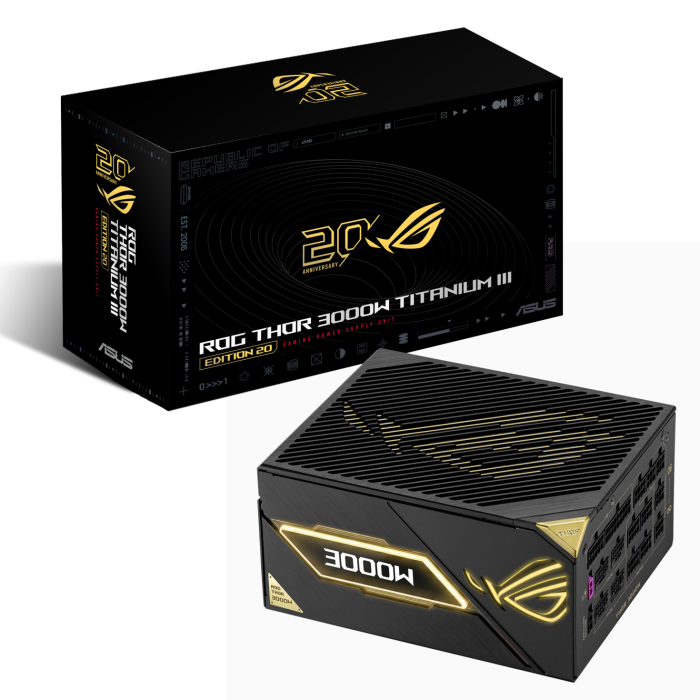 Захранващ блок ASUS ROG THOR III 3000W Edition 20, 80+ Titanium PCIe 5.1, Fully Modular - Захранвания за компютър - снимка 12
